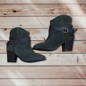 -Diba Olive Green Ankle Boots with studded strap